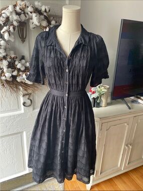 Black Button-Front Fit & Flare Dress
